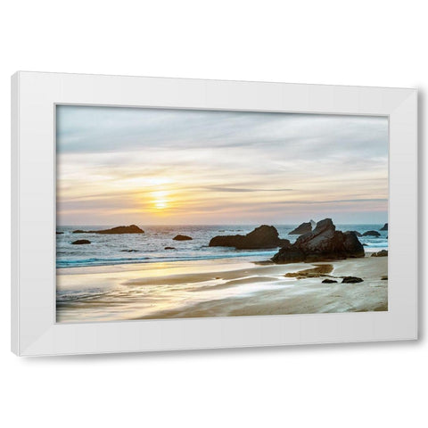 Twilight Bay White Modern Wood Framed Art Print by Delimont, Danita