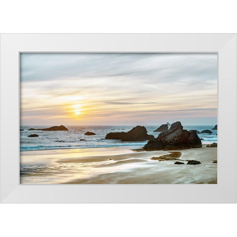 Twilight Bay White Modern Wood Framed Art Print by Delimont, Danita