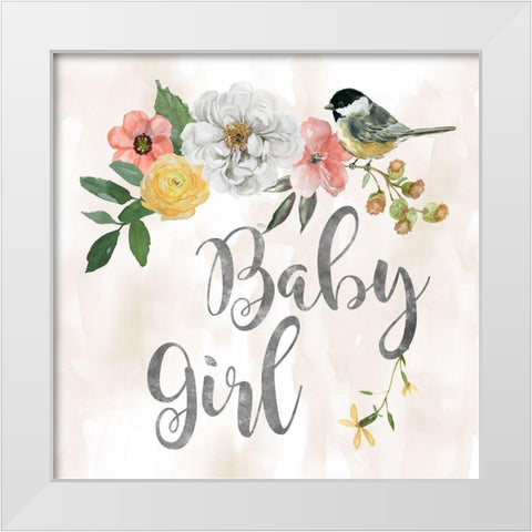 Baby Girl White Modern Wood Framed Art Print by Robinson, Carol