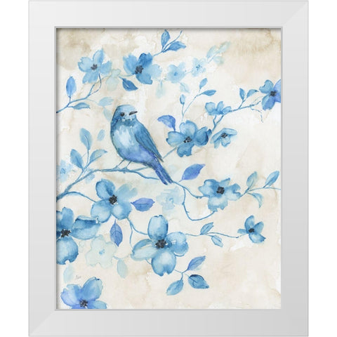 Bluebird Happiness I White Modern Wood Framed Art Print by Nan