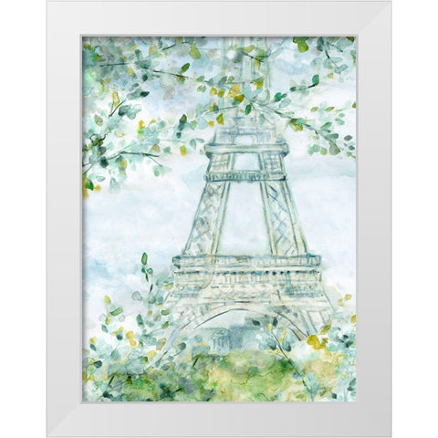 Paris Blooming White Modern Wood Framed Art Print by Robinson, Carol