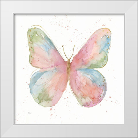 Butterfly Beauty I White Modern Wood Framed Art Print by Nan