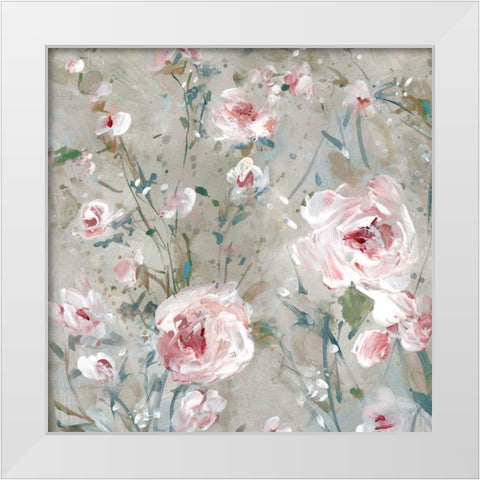 Delicate Pink Blossoms I White Modern Wood Framed Art Print by Robinson, Carol