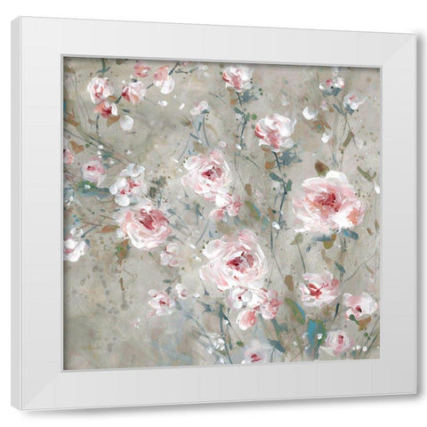 Delicate Pink Blossoms II White Modern Wood Framed Art Print by Robinson, Carol