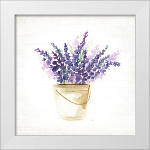 Bucket of Lavender I White Modern Wood Framed Art Print by Nan