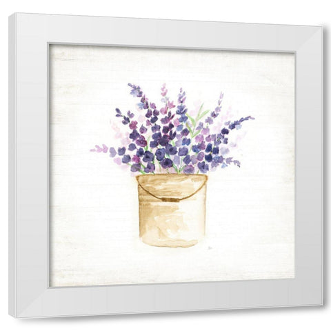 Bucket of Lavender II White Modern Wood Framed Art Print by Nan
