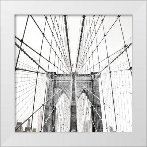 Brooklyn Bridge White Modern Wood Framed Art Print by Carpentieri, Natalie
