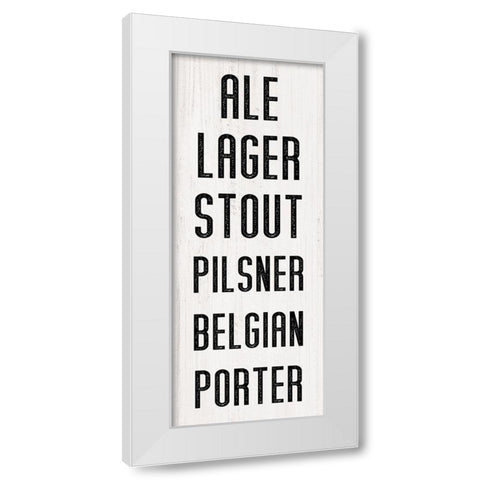Beer List White Modern Wood Framed Art Print by CAD Designs