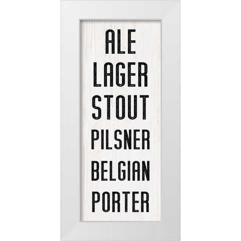 Beer List White Modern Wood Framed Art Print by CAD Designs