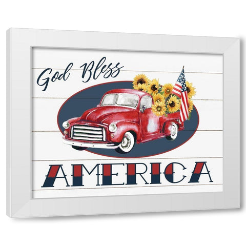 God Bless American Truck White Modern Wood Framed Art Print by Robinson, Carol