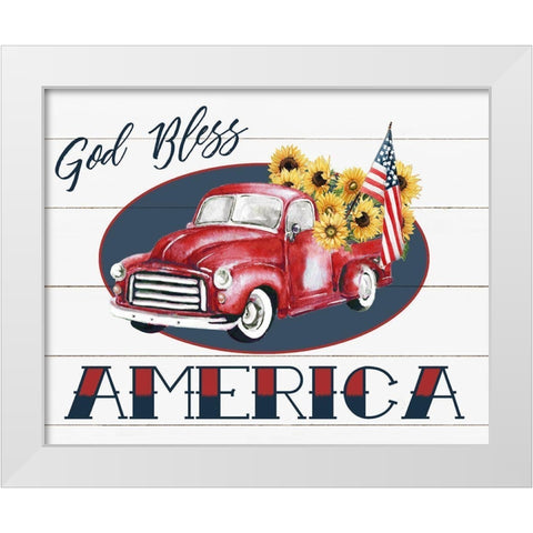 God Bless American Truck White Modern Wood Framed Art Print by Robinson, Carol
