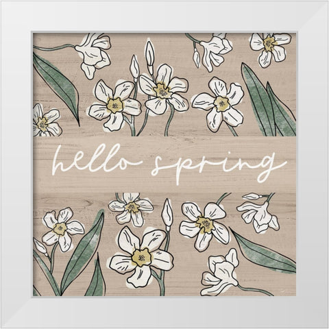 Hello Spring White Modern Wood Framed Art Print by Carpentieri, Natalie