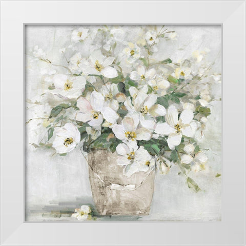 Spring Cottage Blooms II White Modern Wood Framed Art Print by Swatland, Sally