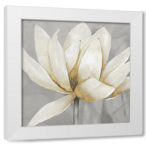 Golden Waterlily II White Modern Wood Framed Art Print by Robinson, Carol