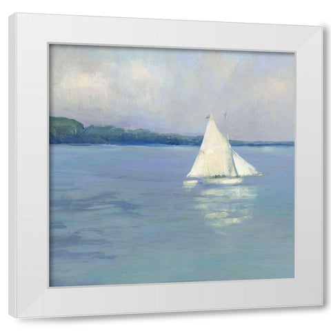 Distant Sail I White Modern Wood Framed Art Print by Swatland, Sally