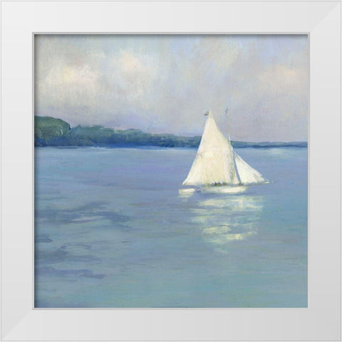 Distant Sail I White Modern Wood Framed Art Print by Swatland, Sally