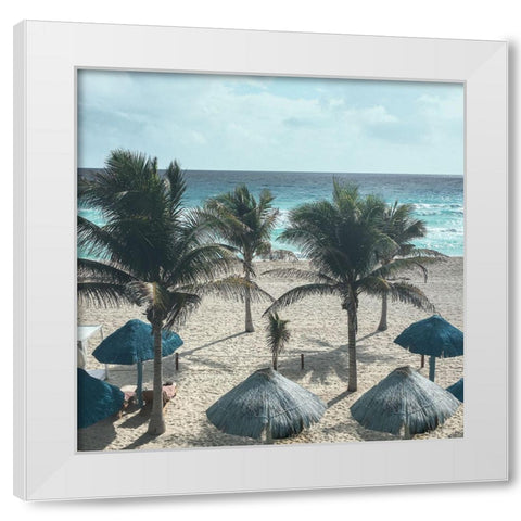 Beach Umbrellas White Modern Wood Framed Art Print by Jill, Susan