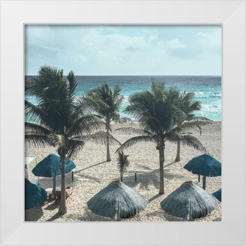 Beach Umbrellas White Modern Wood Framed Art Print by Jill, Susan