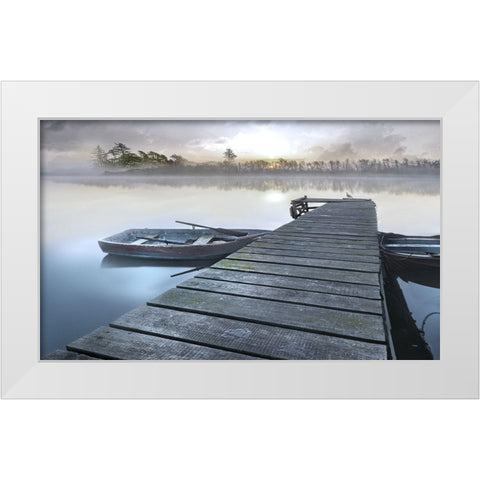 Misty White Modern Wood Framed Art Print by Calascibetta, Mike