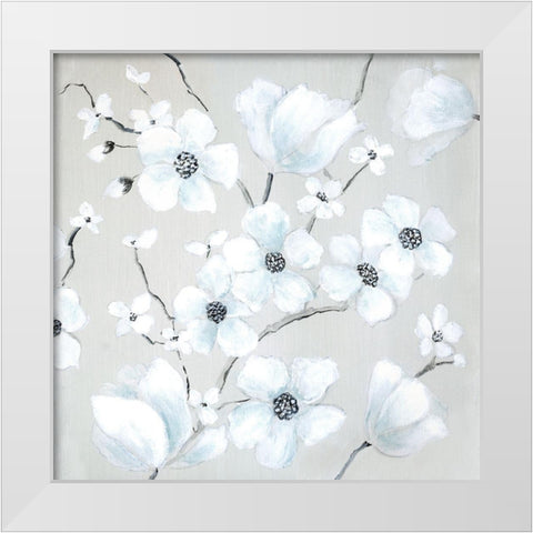 Fantasy Dogwood White Modern Wood Framed Art Print by Tava Studios