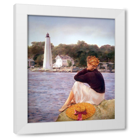 Waiting White Modern Wood Framed Art Print by DeSantis, Bob