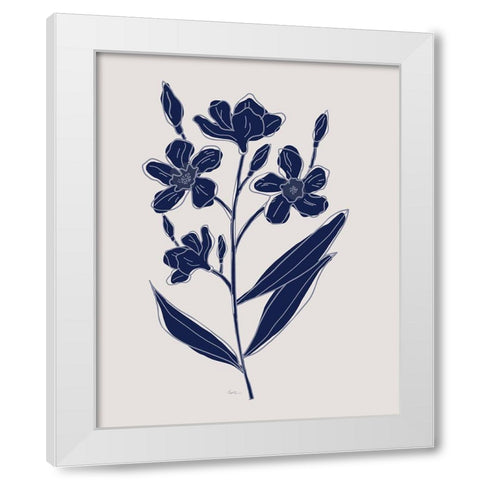 Indigo Botanical Study I White Modern Wood Framed Art Print by Carpentieri, Natalie