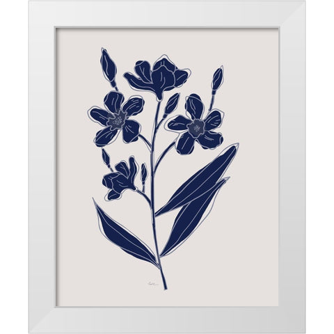 Indigo Botanical Study I White Modern Wood Framed Art Print by Carpentieri, Natalie