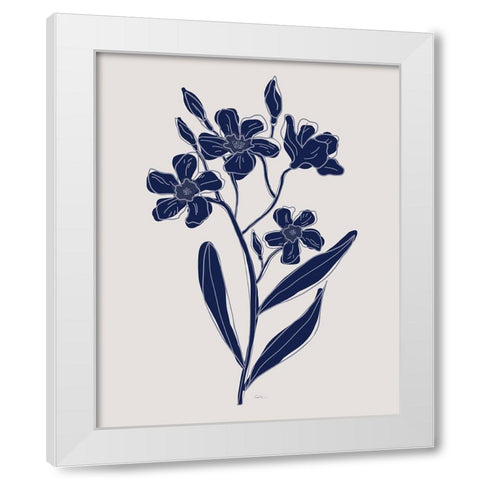 Indigo Botanical Study II White Modern Wood Framed Art Print by Carpentieri, Natalie