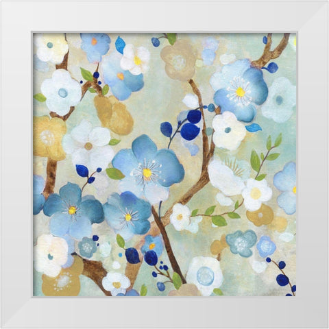 Tree Blossoms I White Modern Wood Framed Art Print by Tava Studios