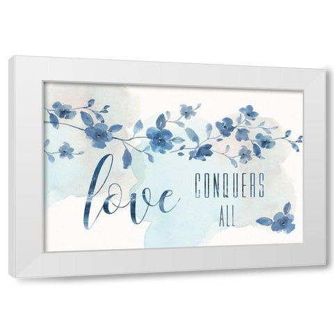 Love Conquers White Modern Wood Framed Art Print by Nan