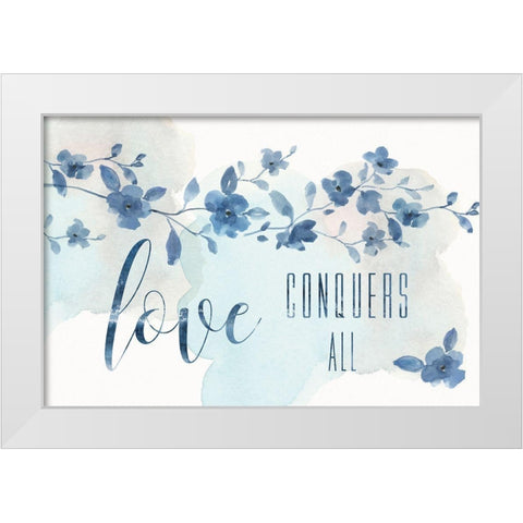 Love Conquers White Modern Wood Framed Art Print by Nan