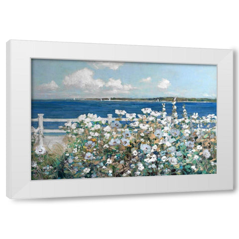 Bayside Garden White Modern Wood Framed Art Print by Swatland, Sally