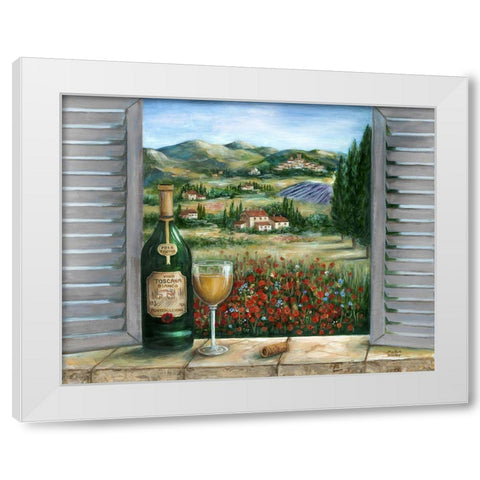 Tuscan White and Poppies White Modern Wood Framed Art Print by Dunlap, Marilyn