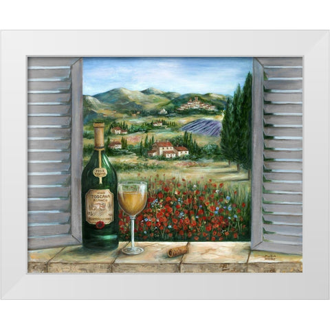 Tuscan White and Poppies White Modern Wood Framed Art Print by Dunlap, Marilyn