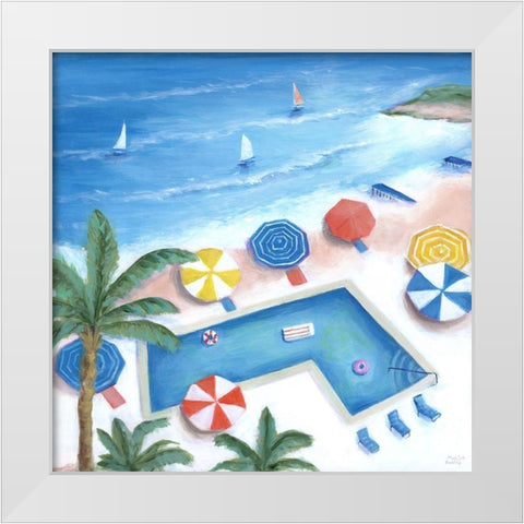 Miami South Beach Pool White Modern Wood Framed Art Print by Dunlap, Marilyn