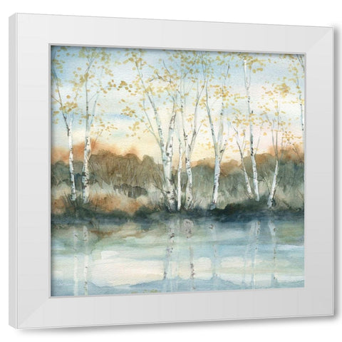 Birch Riverbank White Modern Wood Framed Art Print by Robinson, Carol