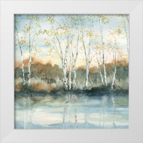 Birch Riverbank White Modern Wood Framed Art Print by Robinson, Carol