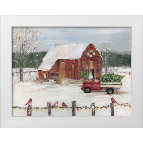 Christmas Farmyard White Modern Wood Framed Art Print by Swatland, Sally