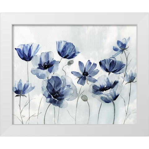 Indigo Spring Awakening White Modern Wood Framed Art Print by Nan