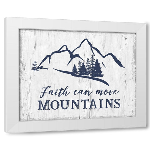 Move Mountains White Modern Wood Framed Art Print by CAD Designs