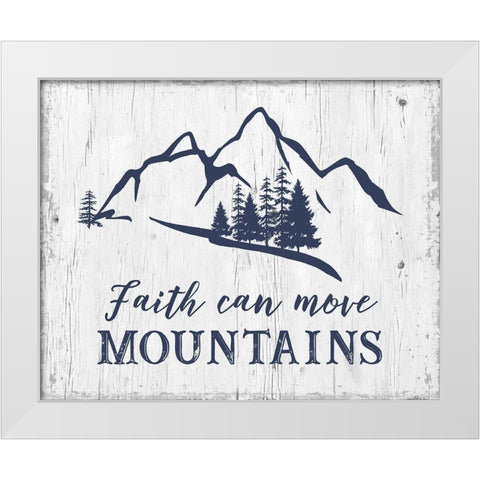 Move Mountains White Modern Wood Framed Art Print by CAD Designs