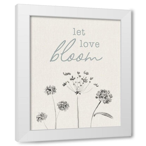 Let Love Bloom White Modern Wood Framed Art Print by CAD Designs