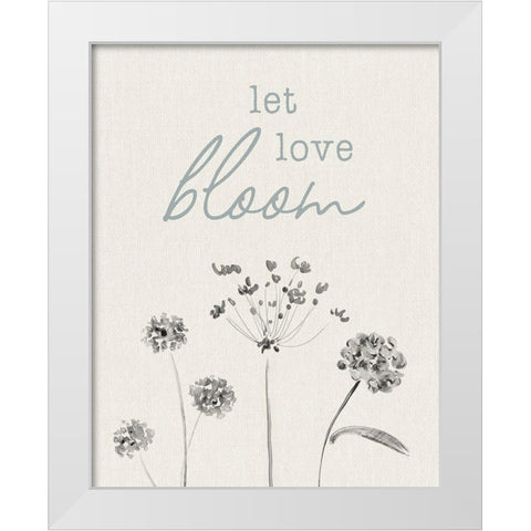 Let Love Bloom White Modern Wood Framed Art Print by CAD Designs