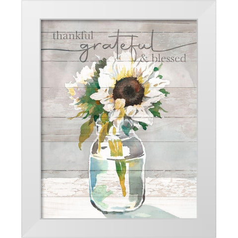 Thankful-Grateful-Blessed White Modern Wood Framed Art Print by Troise Heidel, Theresa