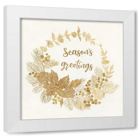 Seasons Greetings White Modern Wood Framed Art Print by Tava Studios