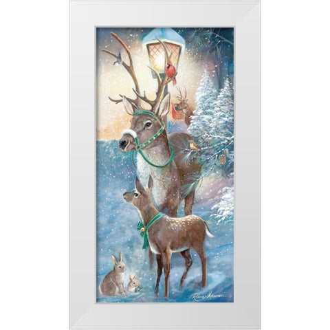 Reindeer and Friends White Modern Wood Framed Art Print by Manning, Ruane