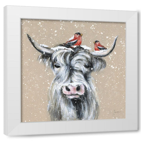 Playful Winter White Modern Wood Framed Art Print by Tava Studios