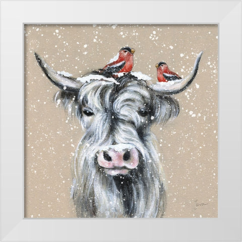 Playful Winter White Modern Wood Framed Art Print by Tava Studios