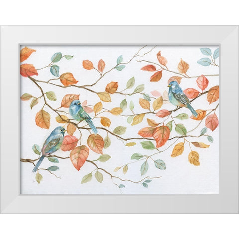 Bird Trio White Modern Wood Framed Art Print by Nan