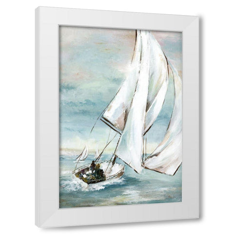 Setting Sail White Modern Wood Framed Art Print by Nan